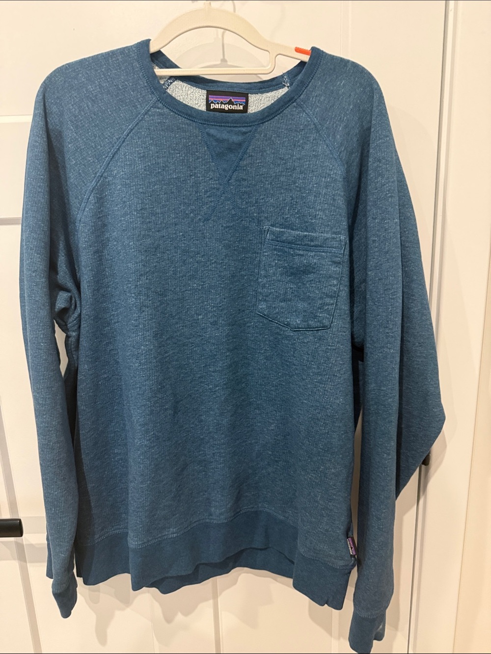 Patagonia Men’s Blue Crewneck Sweater with Chest Pocket